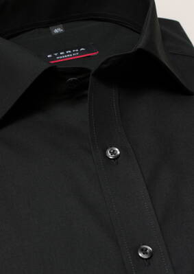 ETERNA Modern Fit černá košile pánská prodloužený rukáv Popelín