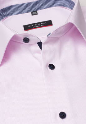 Košile ETERNA Modern Fit světle růžová s kontrastem Non Iron