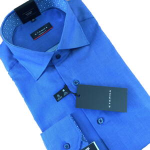 Pánská královská modrá košile s kontrastem ETERNA Modern Fit Non Iron