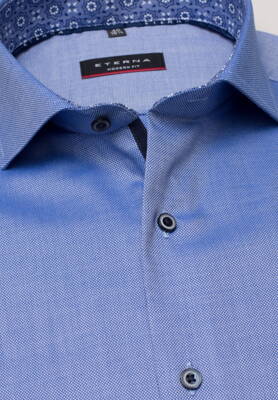 Smart Casual pánská košile ETERNA Modern Fit modrá s kontrastem Natté Non Iron