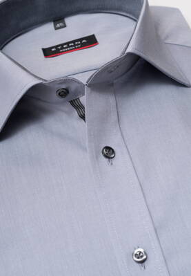 Pánská košile ETERNA Modern Fit šedá s kontrastem Smart Casual Non Iron