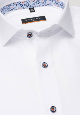 ETERNA Slim Fit pánská košile bílá s modro oranžovým kontrastem stretch bavlna Non Iron