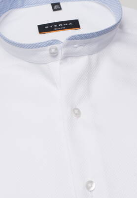 ETERNA pánská košile Slim fit Mandarin límeček bílá se světle modrým kontrastem Non Iron