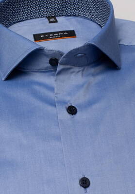 ETERNA Slim Fit strečová formální košile dlouhý rukáv modrá s kontrastem Non Iron 42