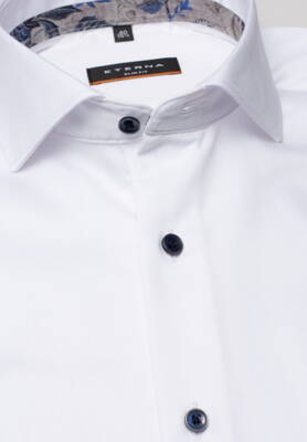 ETERNA Slim Fit pánská saténová košile Non Iron bílá s kontrastem