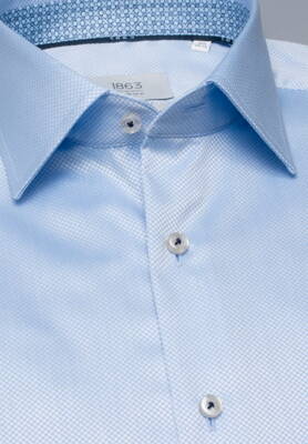 1863 BY ETERNA luxusní světle modrá košile s kontrastem Slim Fit Non Iron