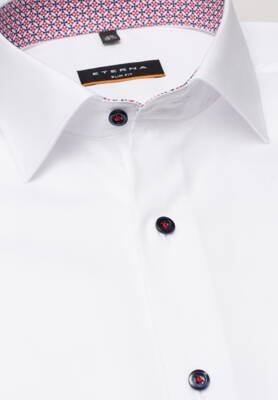 ETERNA Slim Fit bílá pánská košile s kontrastem stretch nežehlivá bavlna