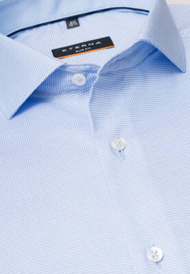 Business košile ETERNA Slim Fit stretch modrá károvaná s kontrastem Non iron