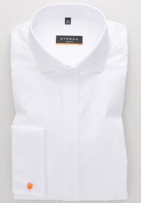 ETERNA Slim Fit bílá neprosvítající košile na manžetové knoflíčky Non Iron Cover Extra prodloužený rukáv 72 cm 