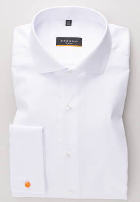 ETERNA Slim Fit bílá neprosvítající košile na manžetové knoflíčky Non Iron Cover 