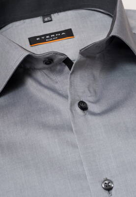 Šedý melír Smart Casual košile ETERNA Slim Fit stretch s kontrastem