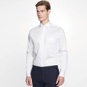 Pánská bílá nežehlivá košile Regular fit rypsový kepr s dlouhým rukávem Seidensticker.