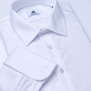 SmartMen pánská luxusní košile bílá na manžetové knoflíčky moderní límec Kent Slim Fit