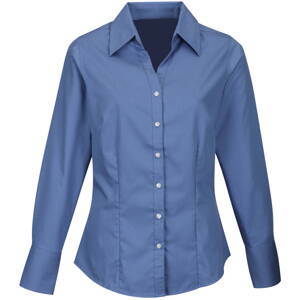 Pracovní košile dámská modrá dlouhý rukáv 100 % bavlna s úpravou pro snadné žehlení