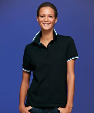 Černé funkční polo tričko dámské s barevnými kontrasty stretch