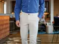 Pánské elastické Chino Leo Slim fit Brook Taverner - Běžná délka 80 cm